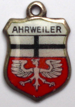 AHRWEILER, Germany - Vintage Silver Enamel Travel Shield Charm