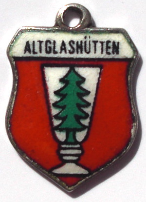 ALTGLASHUTTEN, Germany - Vintage Silver Enamel Travel Shield Charm