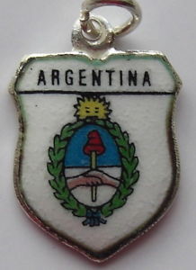 Argentina - Coat of Arms - Vintage Silver Enamel Travel Shield Charm