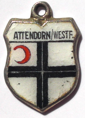 ATTADORN, Germany - Vintage Silver Enamel Travel Shield Charm - Click Image to Close