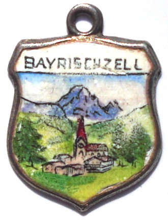 BAYRISCHZELL, Germany - Vintage Silver Enamel Travel Shield Charm