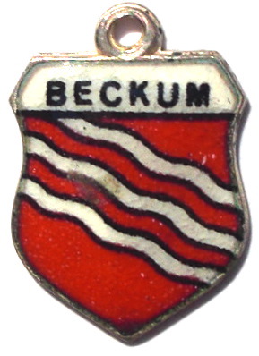 BECKUM, Germany - Vintage Silver Enamel Travel Shield Charm