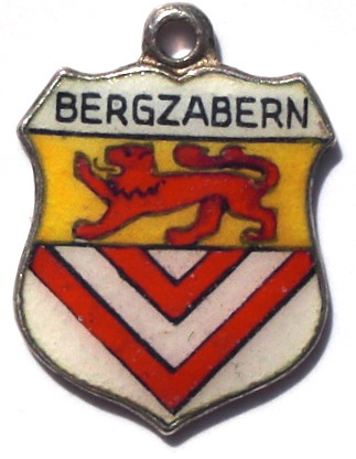 BERGZABERN, Germany - Vintage Silver Enamel Travel Shield Charm