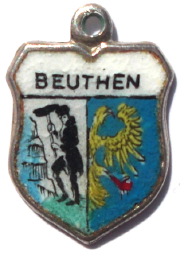 BEUTHEN, Germany - Vintage Silver Enamel Travel Shield Charm