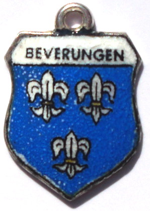 BEVERUNGEN, Germany - Vintage Silver Enamel Travel Shield Charm