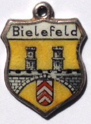 BIELEFELD, Germany - Vintage Silver Enamel Travel Shield Charm