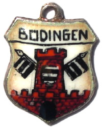 BUDINGEN, Germany - Vintage Silver Enamel Travel Shield Charm