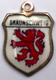 BRAUNSCHWEIG, Germany - Vintage Silver Enamel Travel Shield Charm