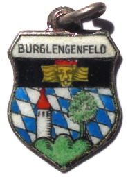 BURGLENGENFELD, Germany - Vintage Silver Enamel Travel Shield Charm