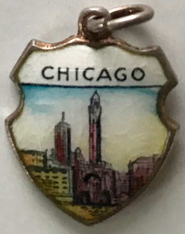 Chicago, Illinois Skyline - Vintage Enamel Travel Shield Charm