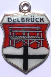 DELBRUCK, Germany - Vintage Silver Enamel Travel Shield Charm