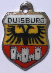 DUISBURG, Germany - Vintage Silver Enamel Travel Shield Charm