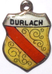 DURLACH, Germany - Vintage Silver Enamel Travel Shield Charm