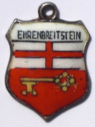EHRENBREITSTEIN, Germany - Vintage Silver Enamel Travel Shield Charm