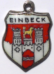 EINBECK, Germany - Vintage Silver Enamel Travel Shield Charm