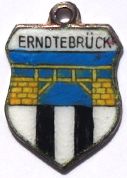 ERNDTEBRUCK, Germany - Vintage Silver Enamel Travel Shield Charm