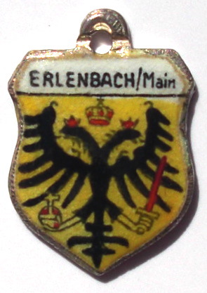 ERLENBACH am MAIN, Germany - Vintage Silver Enamel Travel Shield Charm