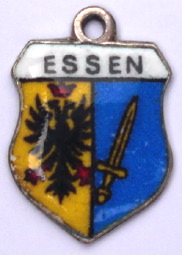 ESSENS, Germany - Vintage Silver Enamel Travel Shield Charm