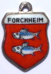 FORCHHEIM, Germany - Vintage Silver Enamel Travel Shield Charm