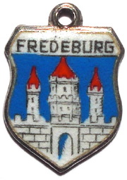 FREDEBURG, Germany - Vintage Silver Enamel Travel Shield Charm