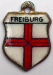 FREIBURG, Germany - Vintage Silver Enamel Travel Shield Charm