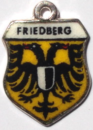 FRIEDBERG, Germany - Vintage Silver Enamel Travel Shield Charm