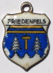 FRIEDENFELS, Germany - Vintage Silver Enamel Travel Shield Charm