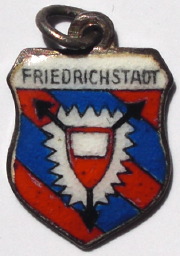 FRIEDRICHSTADT, Germany - Vintage Silver Enamel Travel Shield Charm