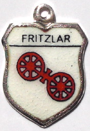 FRITZLAR, Germany - Vintage Silver Enamel Travel Shield Charm