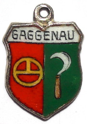 GAGGENAU, Germany - Vintage Silver Enamel Travel Shield Charm