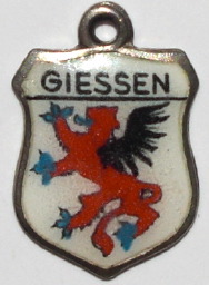 GIESSEN, Germany - Vintage Silver Enamel Travel Shield Charm