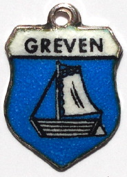 GREVEN, Germany - Vintage Silver Enamel Travel Shield Charm
