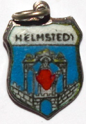 HELMSTEDT, Germany - Vintage Silver Enamel Travel Shield Charm