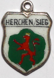 HERCHEN, Germany - Vintage Silver Enamel Travel Shield Charm