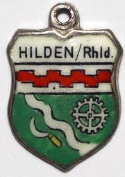 HILDEN, Germany - Vintage Silver Enamel Travel Shield Charm