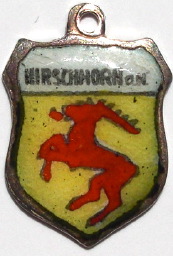 HIRSCHHORN, Germany - Vintage Silver Enamel Travel Shield Charm