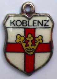 KOBLENZ, Germany - Vintage Silver Enamel Travel Shield Charm