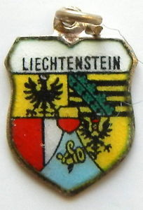 Liechtenstein - Coat of Arms - Vintage Silver Enamel Travel Shield Charm