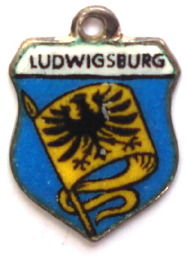 LUDWIGSBURG, Germany - Vintage Silver Enamel Travel Shield Charm