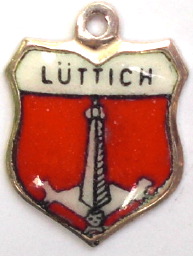 LUTTICH, Germany - Vintage Silver Enamel Travel Shield Charm