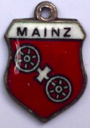 MAINZ, Germany - Vintage Silver Enamel Travel Shield Charm