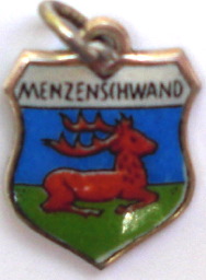 MENZENSCHWAND, Germany - Vintage Silver Enamel Travel Shield Charm