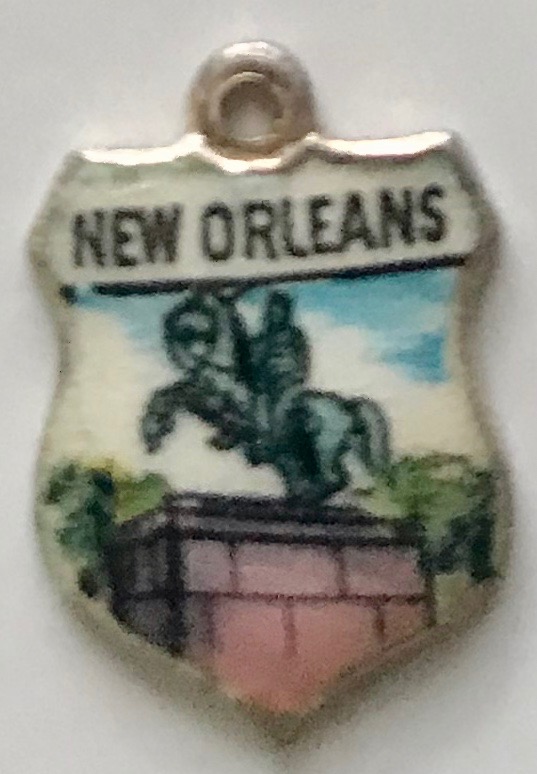 New Orleans, Louisiana - Statue - Vintage Enamel Travel Shield Charm