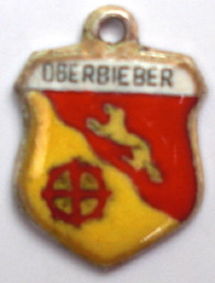 OBERBIEBER, Germany - Vintage Silver Enamel Travel Shield Charm