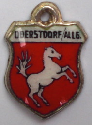 OBERSTDORF, Germany - Vintage Silver Enamel Travel Shield Charm