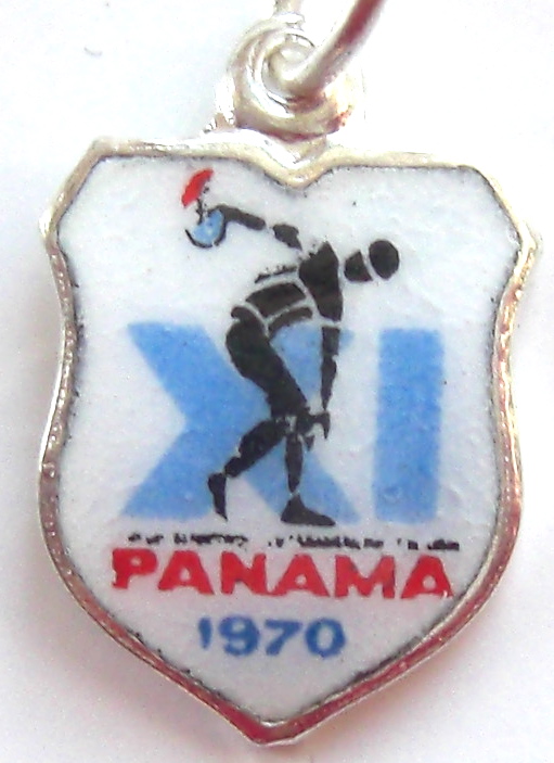 Panama - 1970 Games - Vintage Silver Pl. Enamel Travel Shield Charm