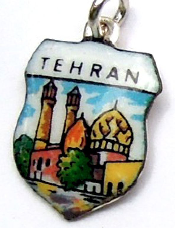TEHRAN Iran 19 - Vintage Enamel Travel Shield Charm