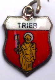 TRIER, Germany - Vintage Silver Enamel Travel Shield Charm - Click Image to Close