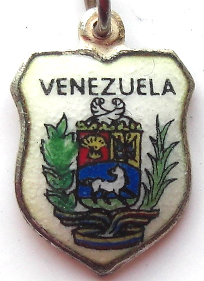 VENEZUELA - Crest - Vintage Silver Enamel Travel Shield Charm