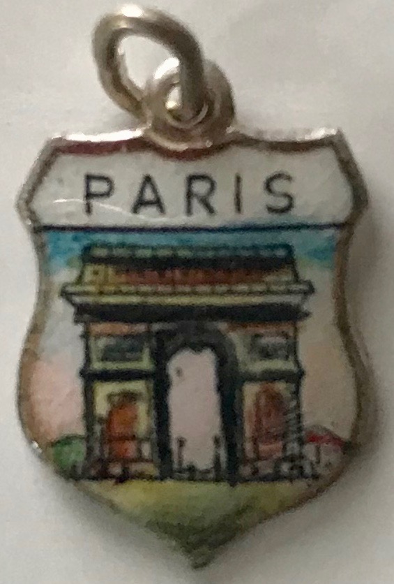 Paris, France - Arc de triomphe - Vintage Enamel Travel Shield Charm